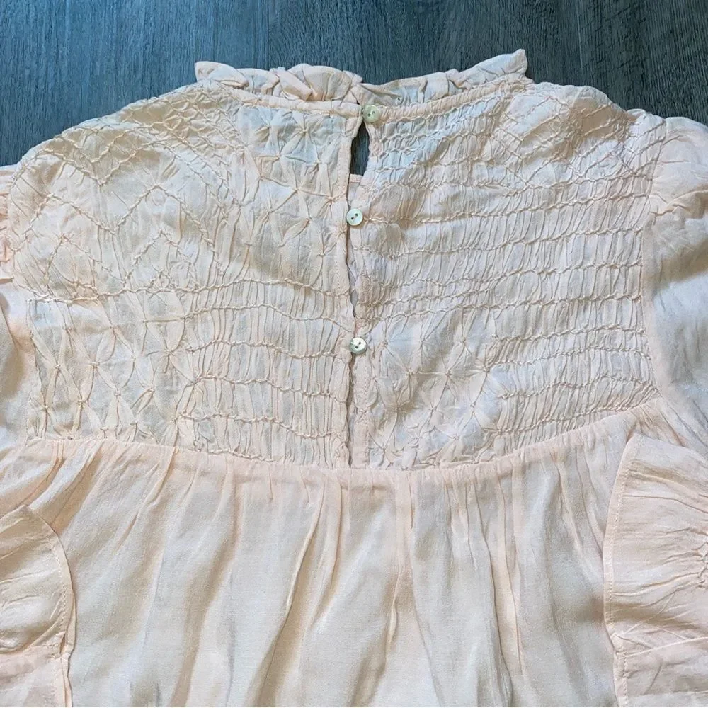 Free People Ruffle Blouse Pink Feminine XS Flowy Romantic